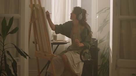 woman painting in a sunny studio