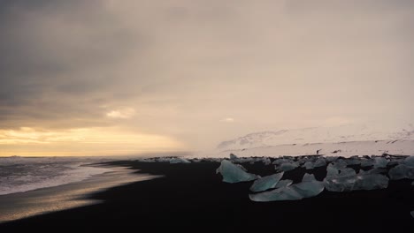 Slow-motion-shots-of-blue-icebergs-on-Diamond-beach-in-Iceland