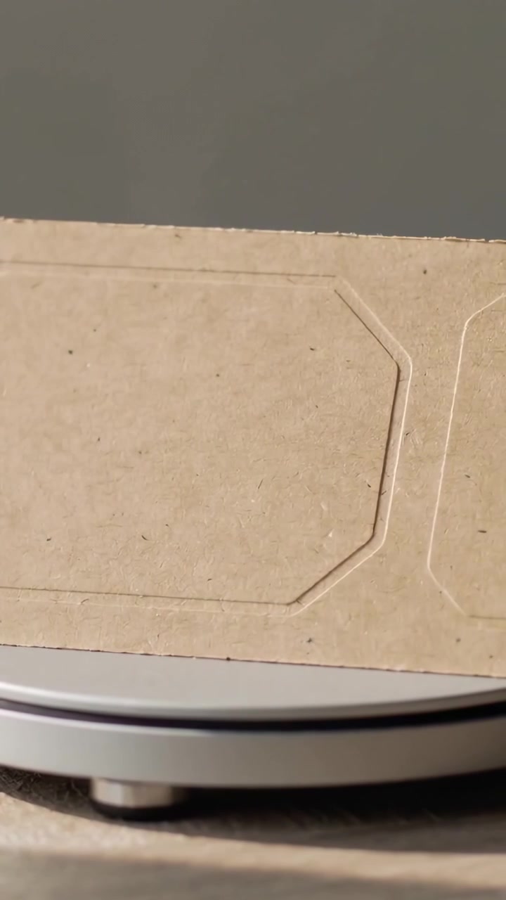 Dikey video: Kontrol için masada motorla dönen karton pikap