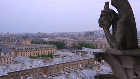 Wasserspeier-Wachen-Von-Der-Kathedrale-Notre-Dame-Aus-über-Paris-Frankreich