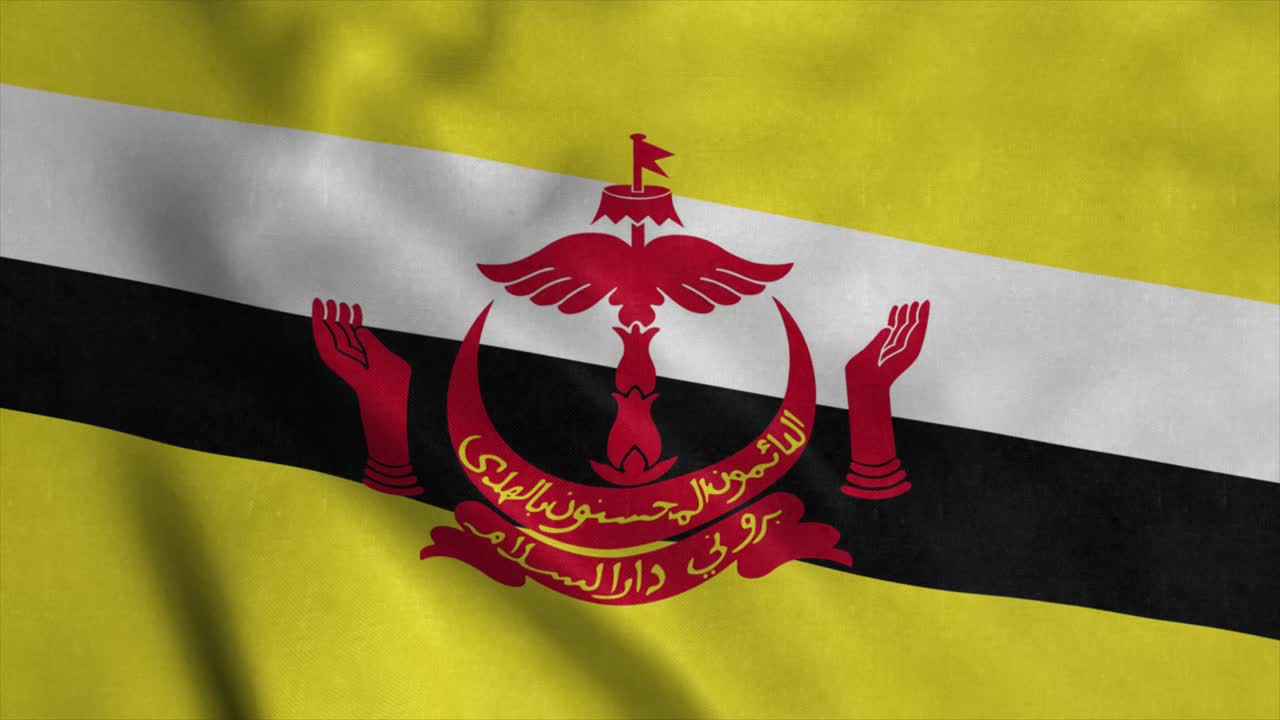 bandera de brunei ondeando en el viento. bandera nacional de brunei. signo de la nacionalidad de brunei