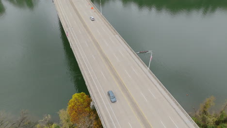 aerial flyover of veterans bridge during the head of the hooch rowing boat races on the tennessee river