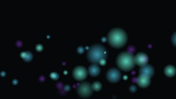 Abstract Motion Background with Floating Teal and Purple Bokeh Particles