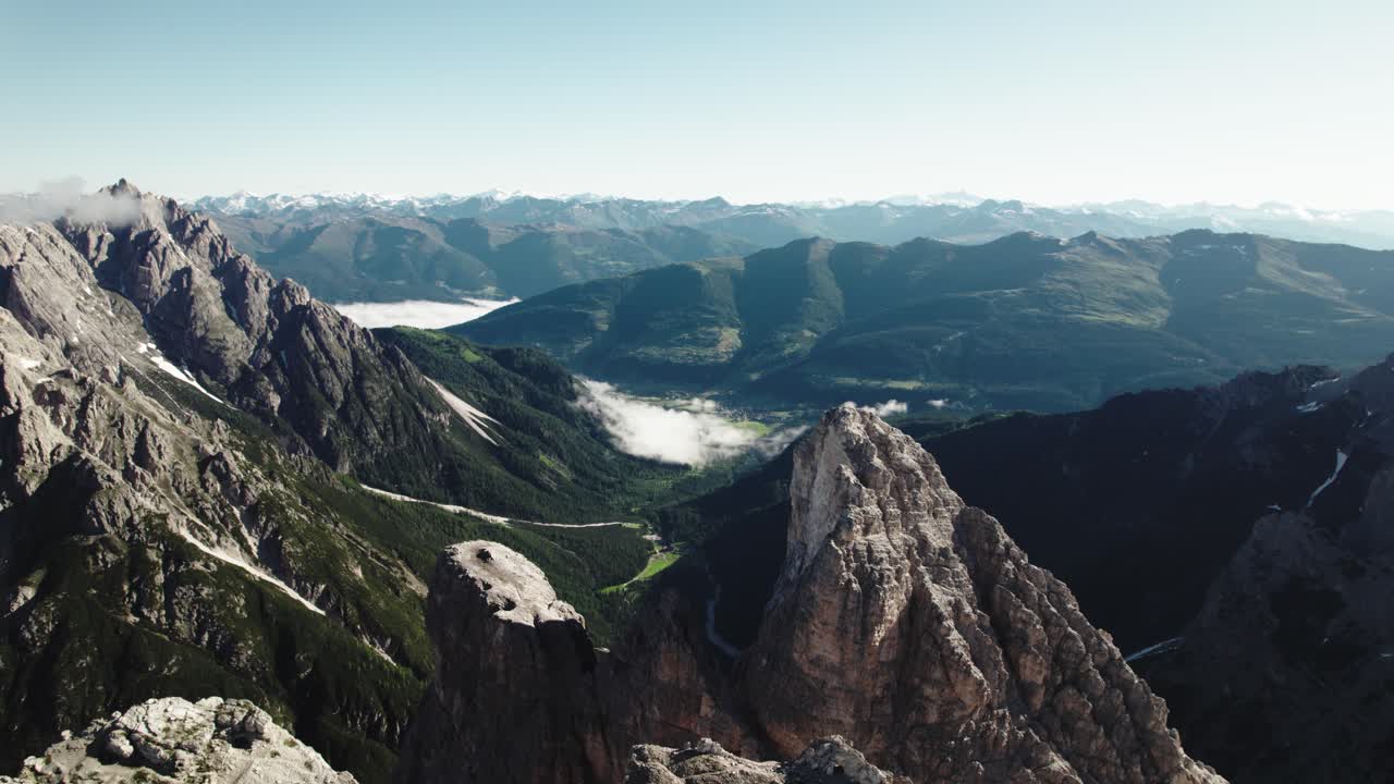 Breathtaking Aerial View of the Dolomites Mountains