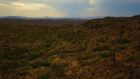 aerial drone shot of the arizona desert, mountains, and landscape on a cloudy day