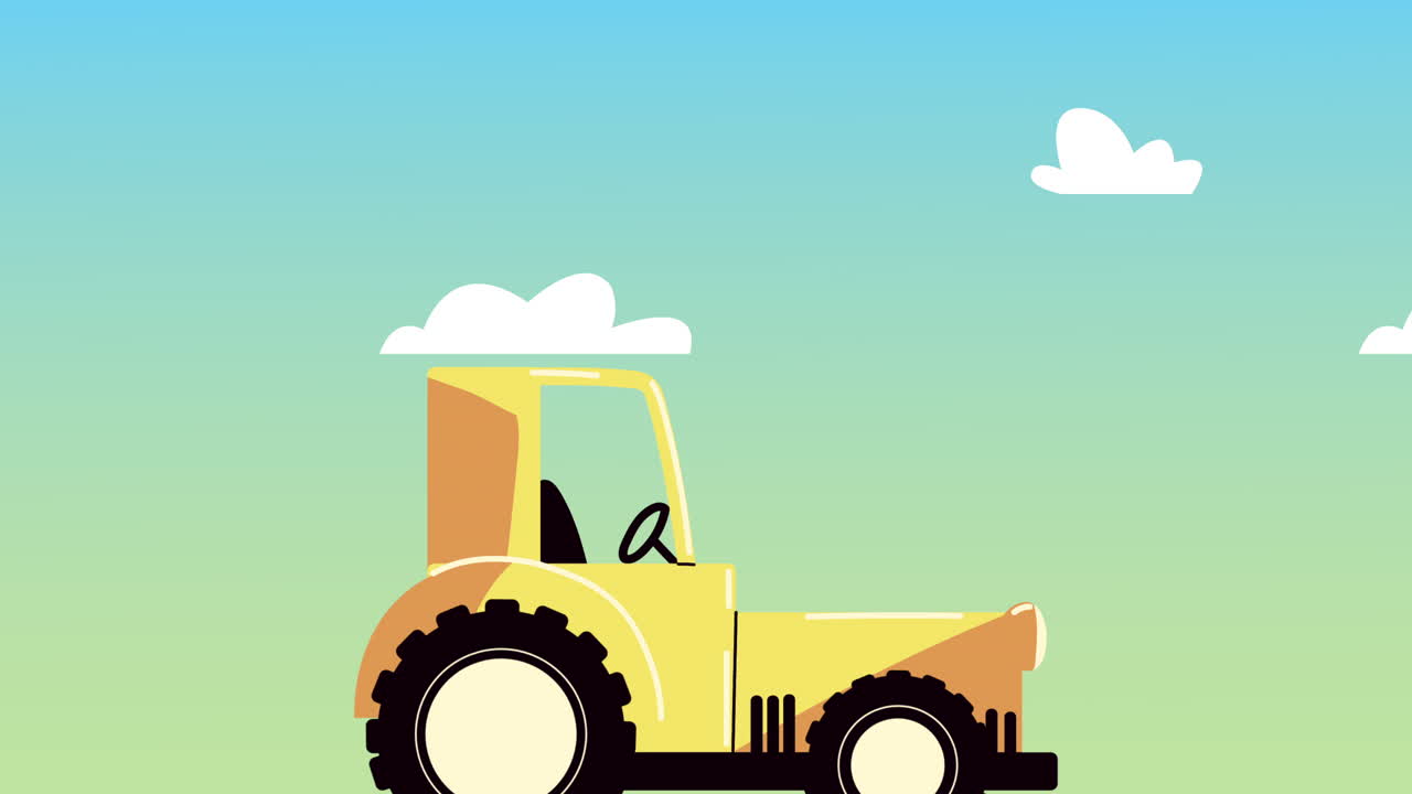 트랙터와 함께 농장 라이프 스타일 애니메이션