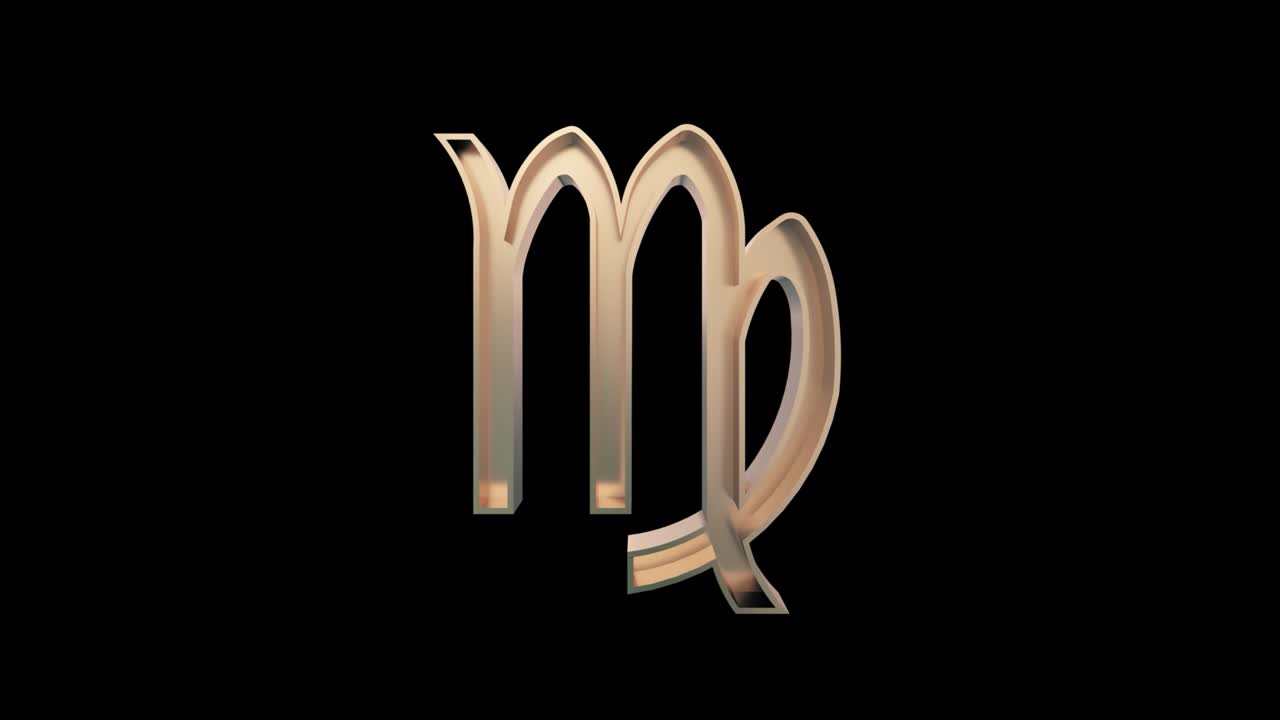 virgo dorado (dona) es el signo astrológico del zodiaco. canal alfa, bucle, 4k