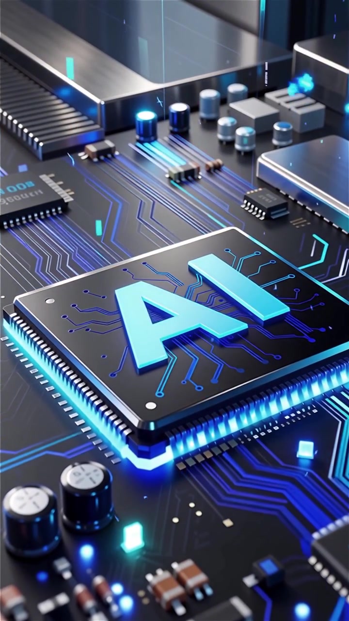 Futuristic AI Chip Motherboard Technology Background
