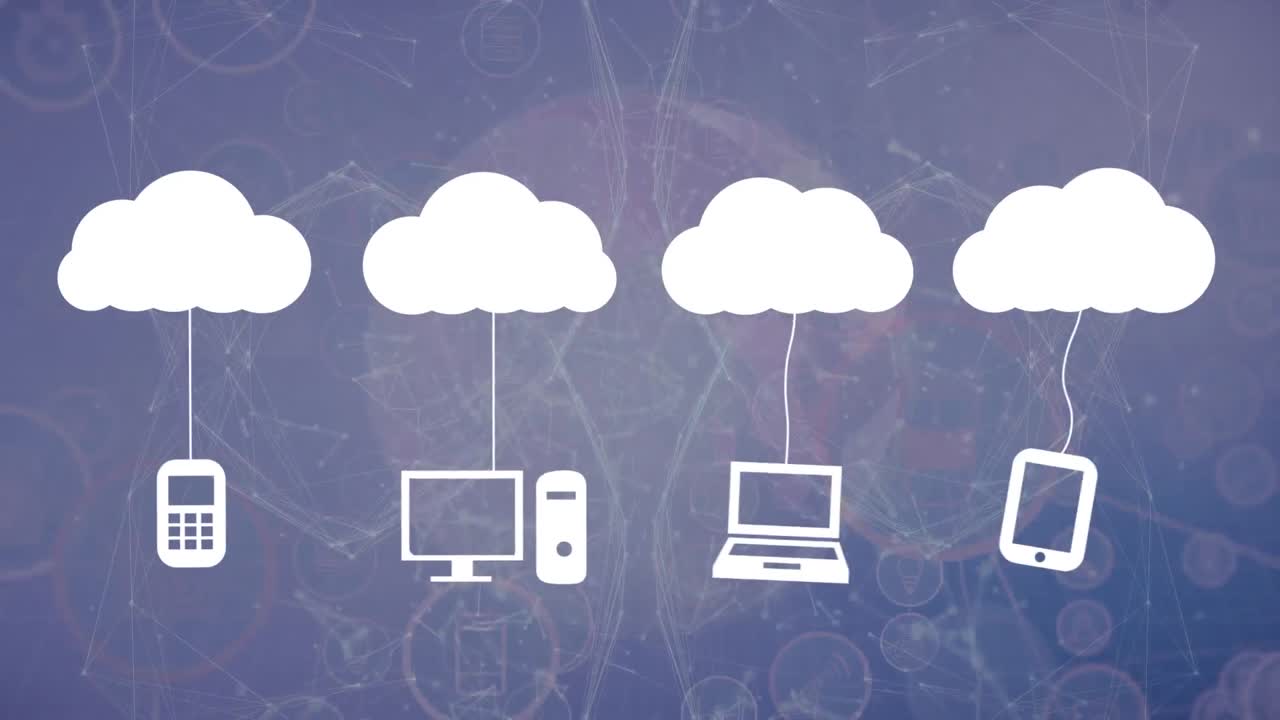 animación de la red de conexiones a través de iconos de medios