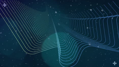 animation of glowing spots of light moving over mesh on dark background