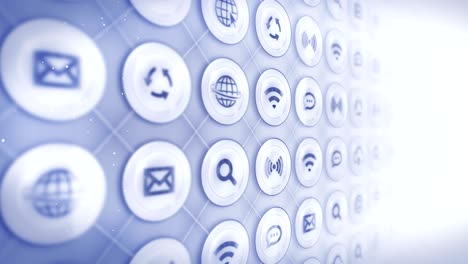conjunto de iconos web, fondo de comunicación en internet, animación de bucle cg,