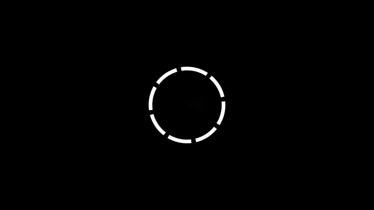 Minimal rewind icon circular loading ring reverse arrows clean black background media player videos