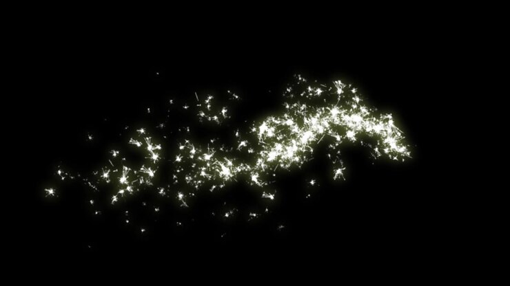 Shining star particles black screen motion graphics