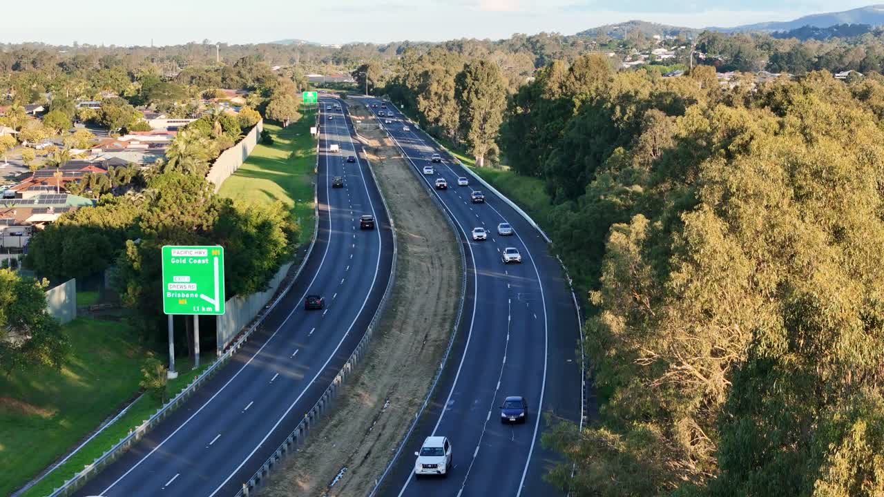 Driving east on the Logan Motorway in Queensland in Australia in Autumn