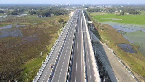 aerial view of dhaka-mawa-bhanga expressway. transportation of bangladesh. ecnomic development concept of bangladesh.