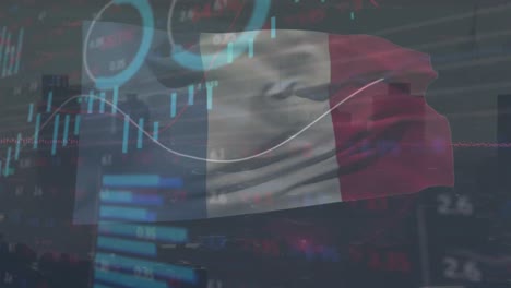 Animation-of-data-processing-over-flag-of-france