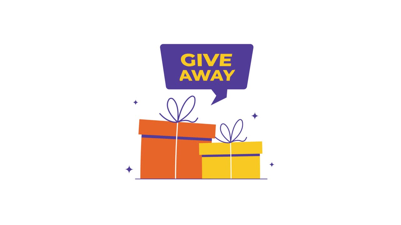 Animated Give Away Text with Gift Boxes