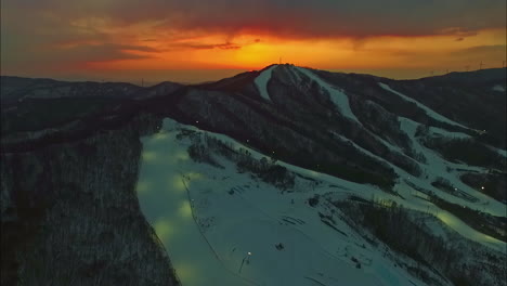 ski slope at dusk