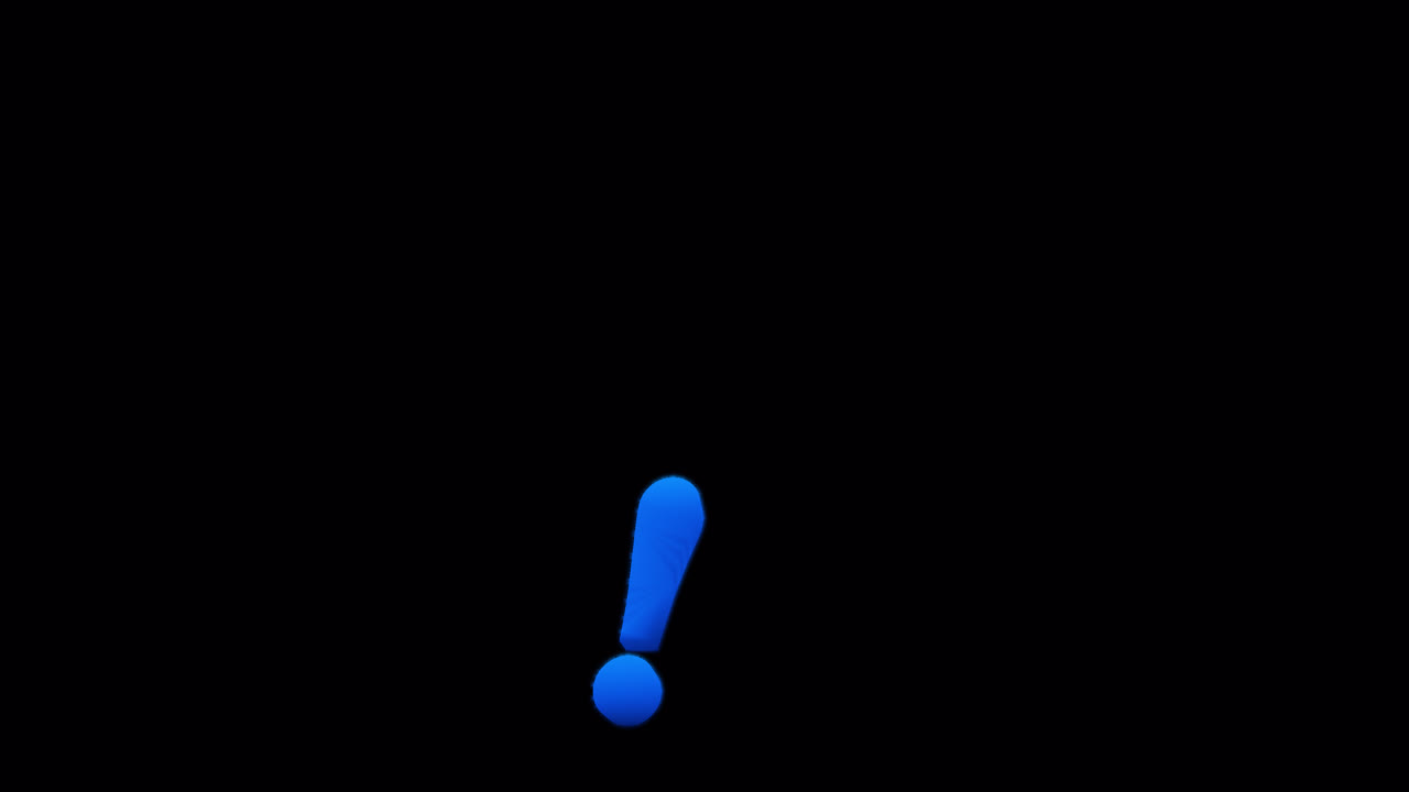 Blue Exclamation Mark Burning on Alpha Channel