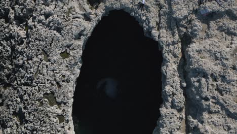 Drone-footage-over-the-blue-hole-at-Malta-island