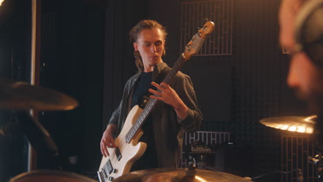 musicians recording in studio