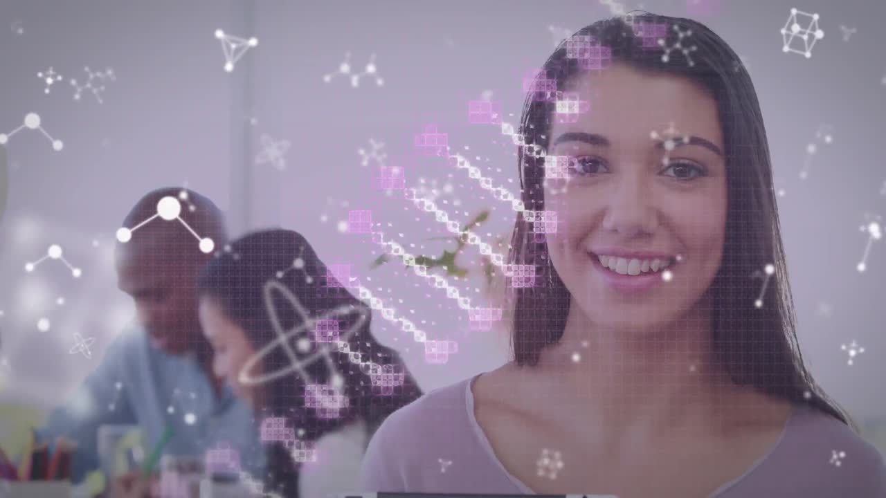 animación de cadenas de adn y moléculas sobre personas estudiadas