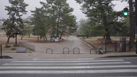 Parque-Nara,-Generalmente-Ocupado-Con-Turistas,-Vacío-Después-Del-Cierre-Pandémico,-Tiro-Panorámico