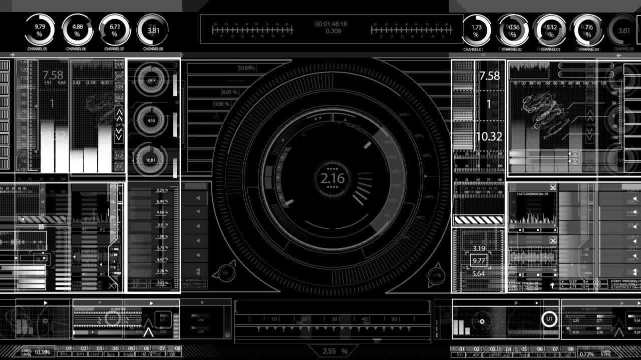 animación del escaneo del alcance y el procesamiento de datos en la interfaz