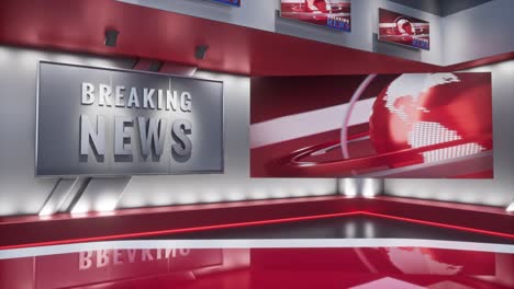 modern red news studio set