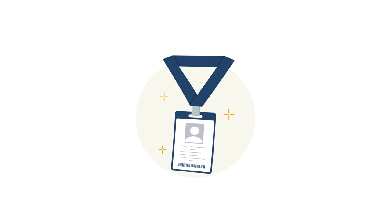 Animated Illustration of an ID Badge with Lanyard