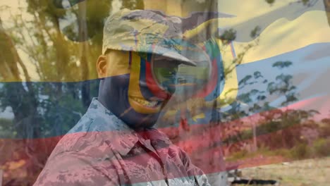 animation of soldier with waving ecuadorian flag