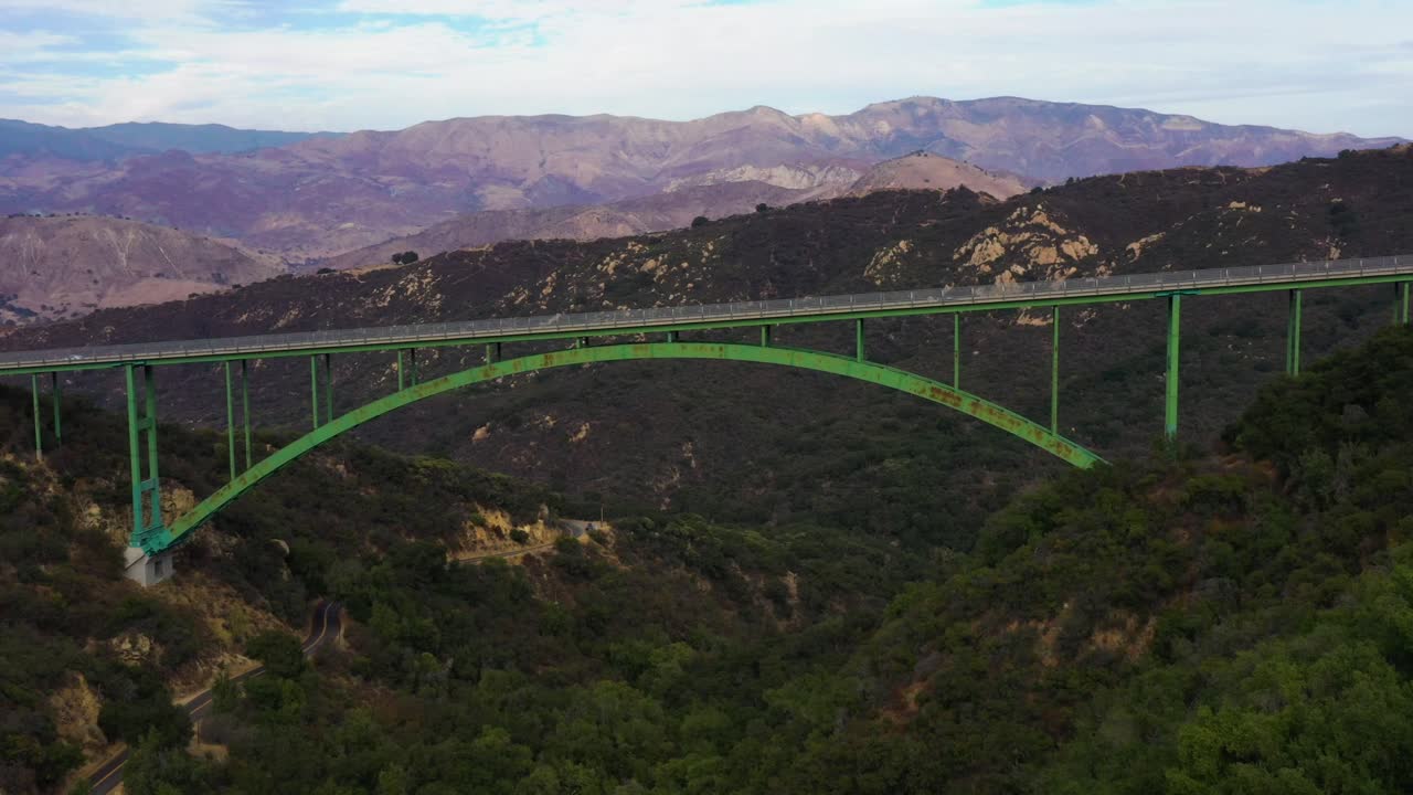 Bixby Creek Bridge On The Big Sur Coast Of California - aerial drone shot