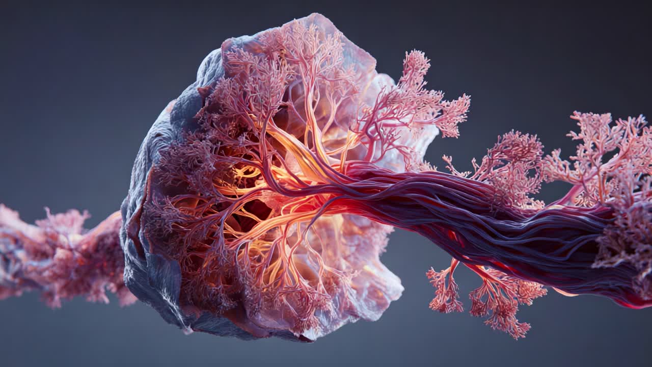 Captivating close-up of an intricate biological structure, showcasing vibrant relationships between living cells, detailed textures, and glowing elements highlighting their unity and complexity