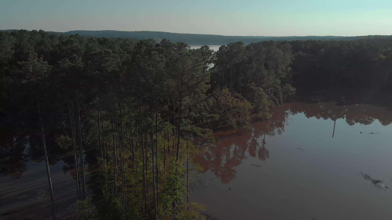 vista aérea del lago y el bosque