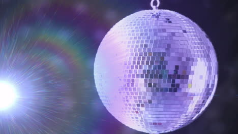 rotating disco ball reflecting colorful lights, creating vibrant animation effects