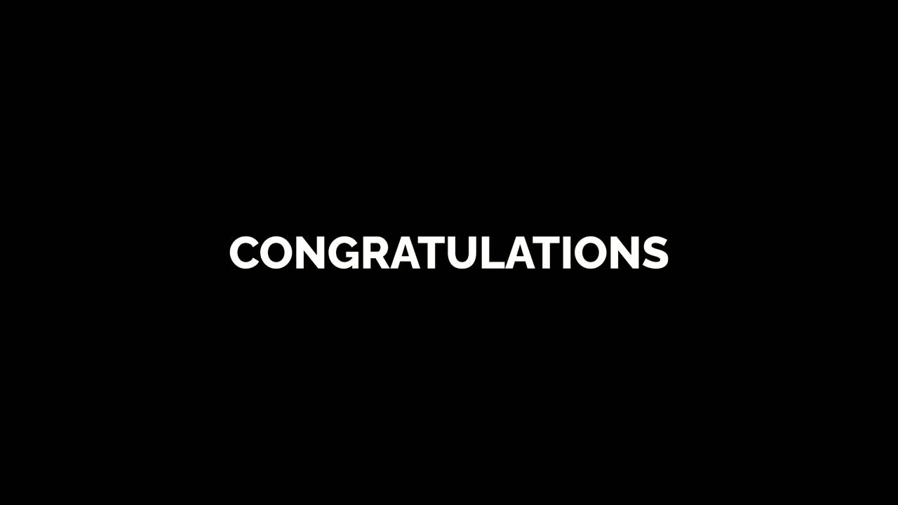 Animated Congratulations Message with Digital Glitch Effect