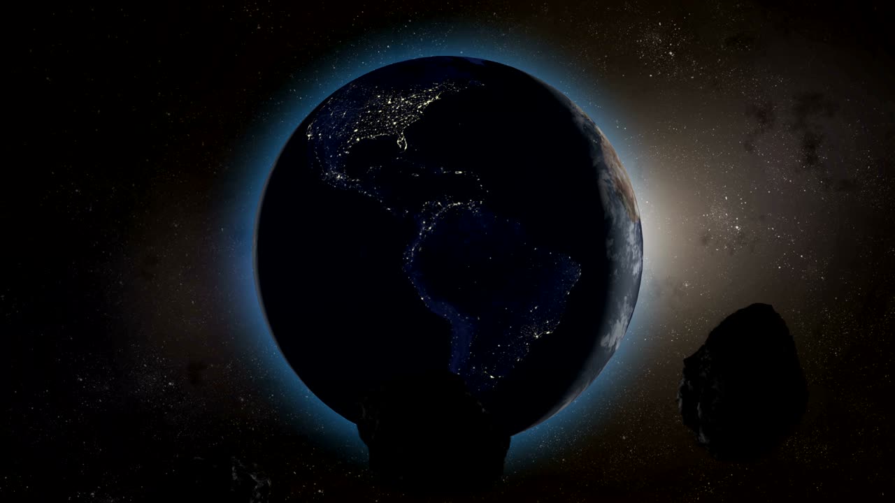 asteroides o meteoritos que se dirigen hacia el planeta tierra