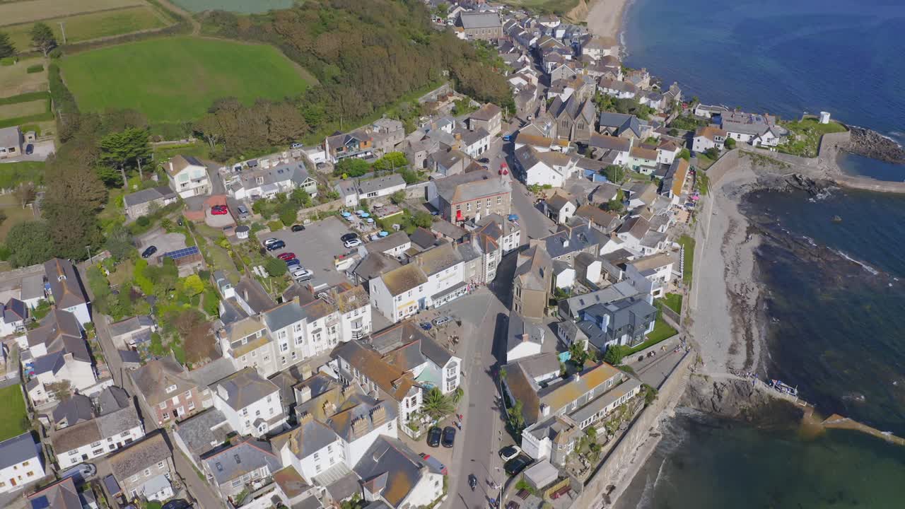 marazion, imágenes de drones en la playa que muestran la ciudad