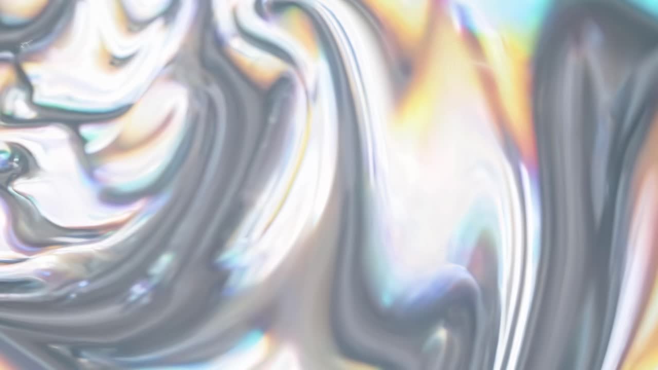 Abstract video background with swirling, iridescent colors in a close-up angle, creating a fluid