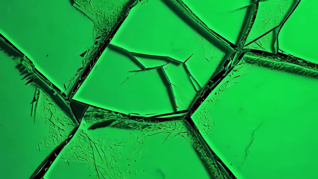 Cracked glass effect 4K video, transparent on green screen