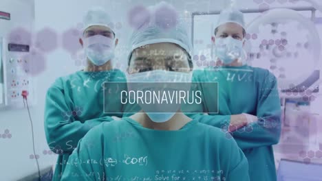 Animation-of-covid-19-text-over-surgeons-in-face-masks