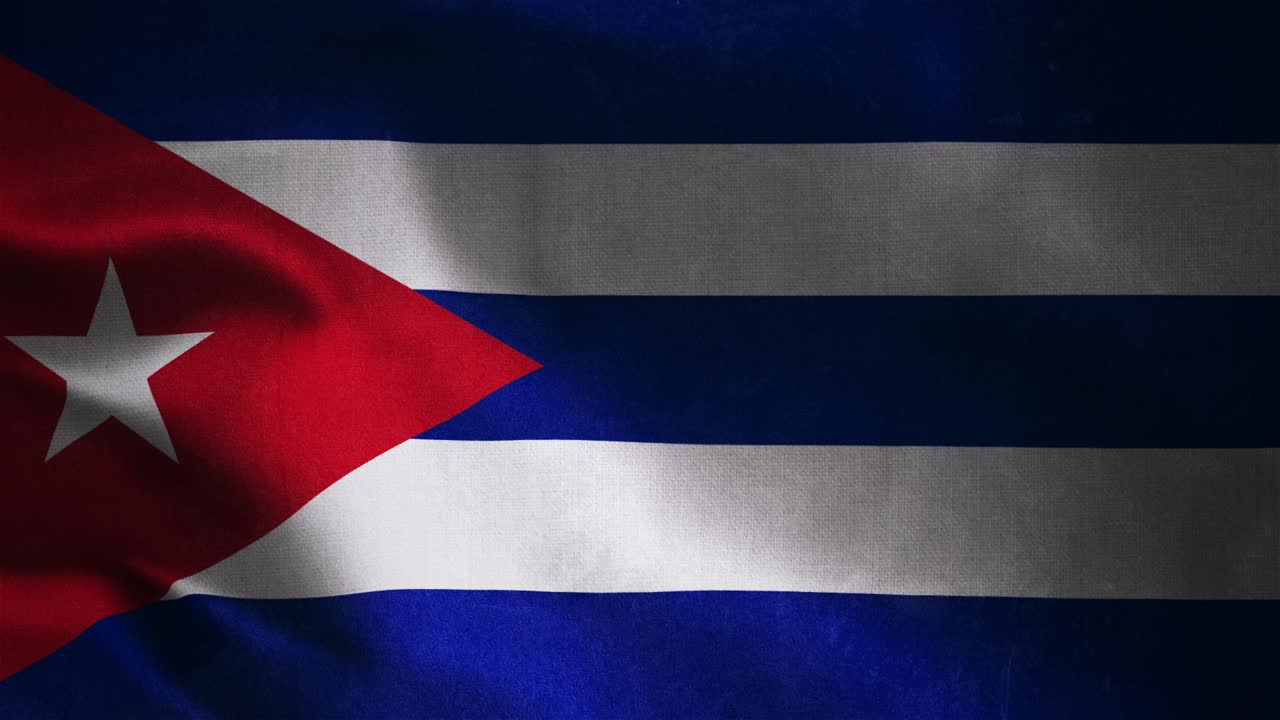Primo piano della bandiera cubana che sventola dolcemente