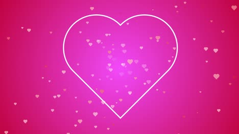 animated valentines card with line hearts and all you need is love phrase. empty space for text heart shape drawn by white stroke at pink background.