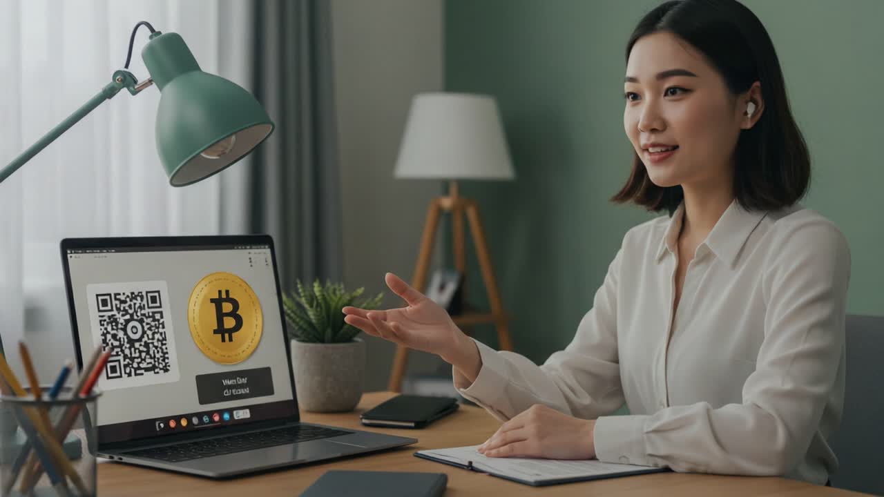 Engaging Presentation on Cryptocurrency Insights: Exploring Bitcoin and QR Codes for Digital Transactions in a Professional Environment