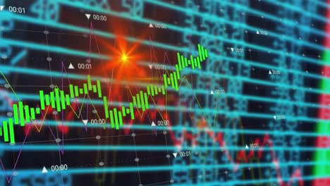 Animación-De-Filas-De-Círculos-Girando-Sobre-Codificación-Binaria-Y-Procesamiento-De-Datos