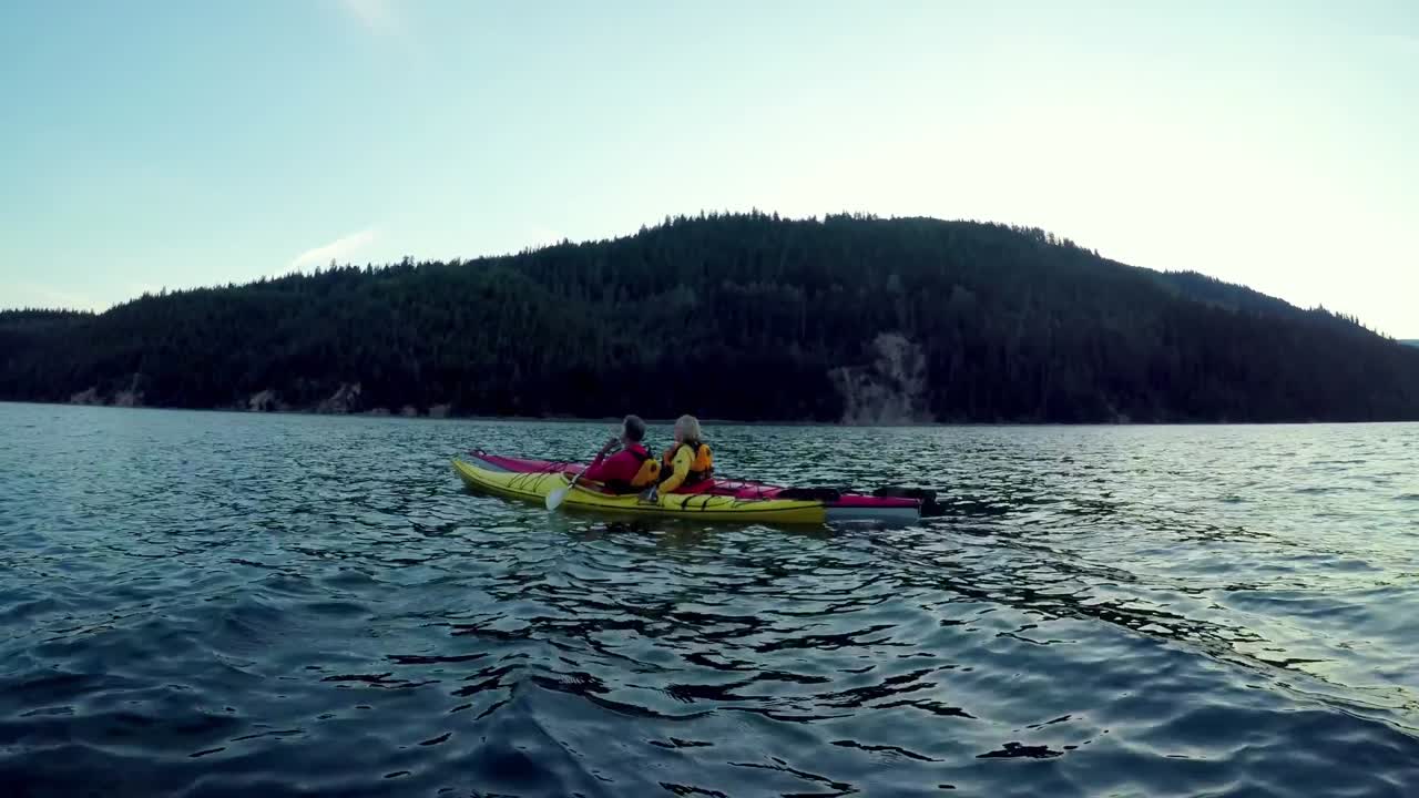 Tourist rowing a boat in the river 4k