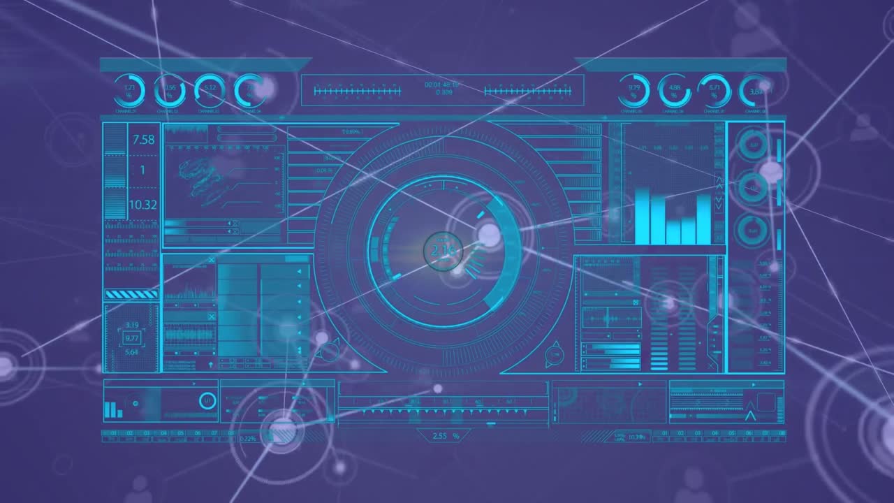 Animation of scope scanning with data processing over network of connections