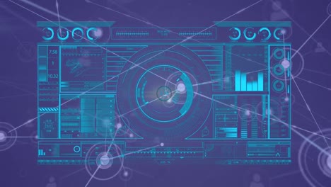 animación del escaneo del alcance con procesamiento de datos a través de una red de conexiones