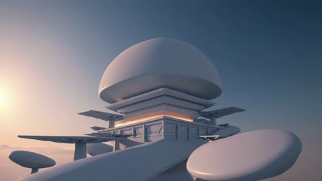 futuristic abstract structure at sunrise