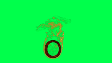 burning letter o on green screen